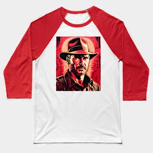 Mr. Indiana Jones - Linocut III Baseball T-Shirt